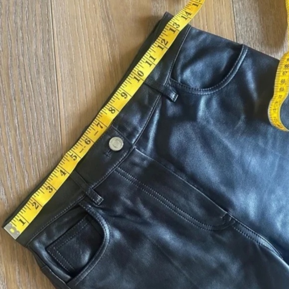 REBECCA TAYLOR 100% Real Lambskin Leather Crop Pants in Black - Picture 5 of 10